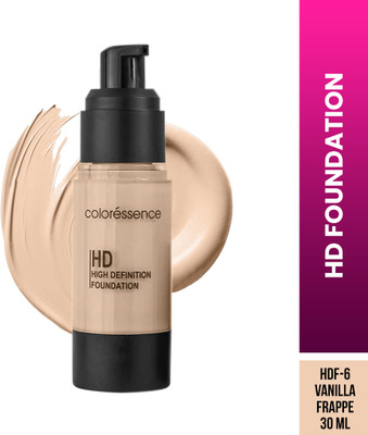 COLORESSENCE SPF-20 High Definition Foundation Full Coverage Waterproof Lightweight Formula Foundation(HDF-6, Vanilla-Frappe, 30 ml)