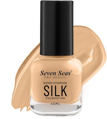 Seven Seas Super Coverage Silk Foundation | Waterproof | Oil Free | Matte Finish Foundation(Natural, 45 ml)