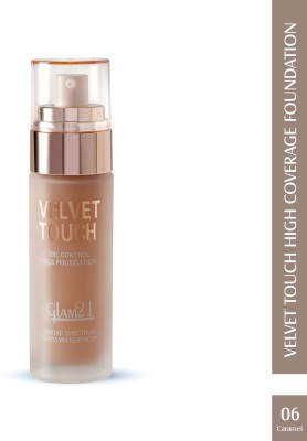 Glam21 Velvet Touch High Coverage Foundation SPF35 Longlasting Matte Finish, Waterproof Foundation(Caramel, 50 g)