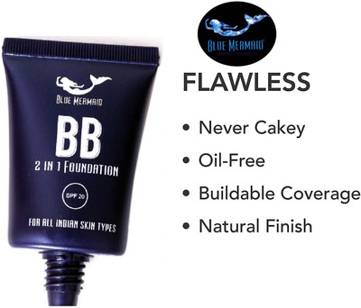 BLUEMERMAID New 2 IN 1 BB Matte Full Coverage Liquid  Foundation(BEIGE, 30 ml)