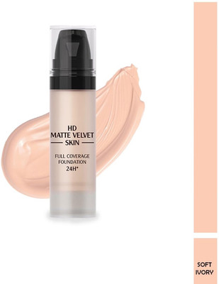 Jiwoo full coverage face makeup HD foundation for All skin tone Foundation(ivory, 15 ml)