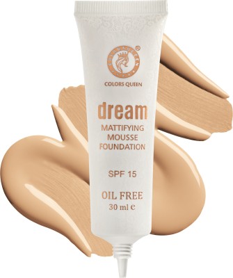 COLORS QUEEN Dream Mattifying Mousse Foundation Oil Free Matte Finish Foundation with SPF-15 Foundation(Custard, 30 ml)