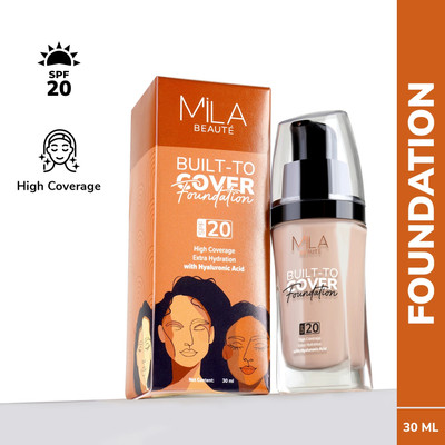 MILA BEAUTÉ Built to Cover Liquid Foundation High Coverage Lightweight Matte Finish SPF20 Foundation(Pink Ivory, 30 ml)