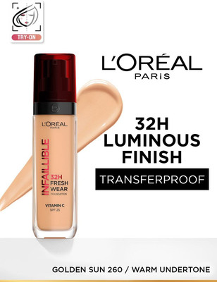 L'Oréal Paris Infallible 32H Fresh Wear  Foundation(260 Golden Sun, 30 ml)