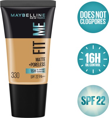 MAYBELLINE NEW YORK Fit Me Matte+Poreless Liquid Tube Foundation(330 Toffee, 18 ml)