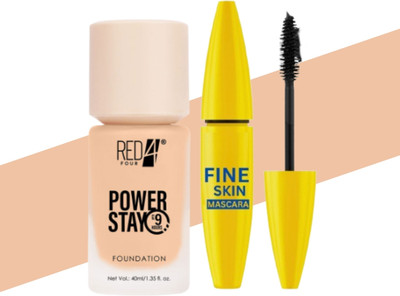 RED4 Power Stay Lightweight Foundation | Up to 9 Hours comob with mascara Foundation(beige, 40 ml)