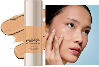 FLORERO Oil Control Base Foundation | Combination of Primer, Concealer & Moisturizer Foundation(ALMOND, 30 ml)
