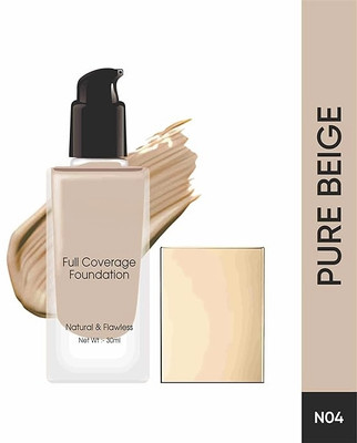 VERGE Full Coverage Liquid Foundation (Flawless Matte Finish,Lightweight,Long-Lasting) Foundation(Pure Beige, 30 ml)