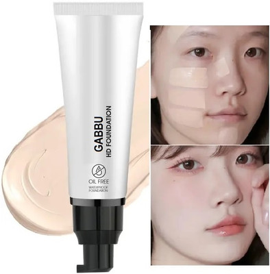 GABBU Oil-Free Foundation, Natural-Looking Medium Coverage for Flawless Skin Foundation(White Ivory, 60 ml)