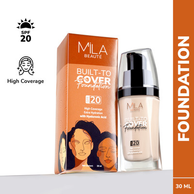 MILA BEAUTÉ Built to Cover Liquid Foundation High Coverage Lightweight Matte Finish SPF20 Foundation(Ivory, 30 ml)