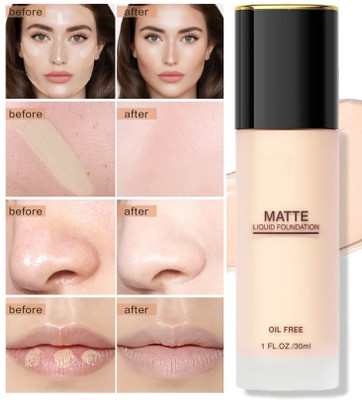 tanvi27 Matte Liquid Foundation Oil-Free Effortless Perfection Foundation(WHITE IVORY, 30 ml)