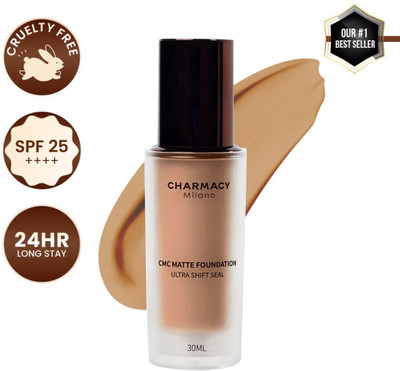 charmacy milano Foundation 05 | 24Hr Wear, SPF25, Waterproof, Full Coverage, Matte Finish Foundation(Shade 05, 30 ml)