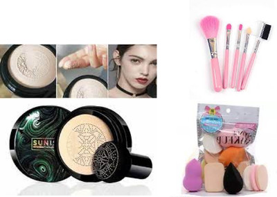 Winble foundation + brush 5pc + puff pack Foundation(multi, 80 ml)