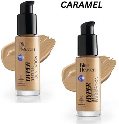 BLUE HEAVEN HYPER MATTE FOUNDATION CARAMEL 30ML EACH PACK OF 2 Foundation(CARAMEL DUSKY+YELLOW, 60 ml)