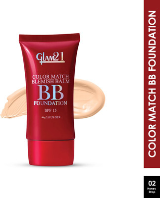 Glam21 Color Match BB Foundation SPF15 Dual Purpose Foundation & Sunscreen| Non-greasy Foundation(Honey Drop-02, 46 g)
