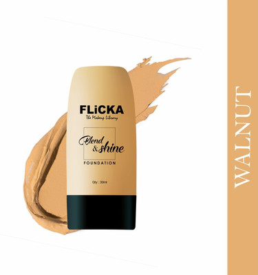 Flicka Blend & Shine Liquid Foundation For Face Makeup, 04 Walnut, 30ml Foundation(WALNUT, 30 ml)
