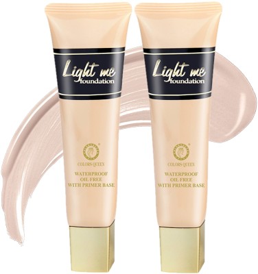 COLORS QUEEN Light Me Oil Free, Waterproof Foundation Combo Pack of 2 Foundation(Natural, 100 ml)