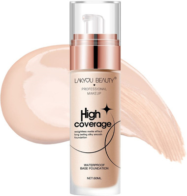 Lakyou Beauty High Coverage Weightless Matte Effect Long Lasting Waterproof Foundation(soft ivory, 60 ml)