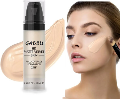 GABBU Korean Matte Velvet Skin Full Coverage  Foundation(WHITE IVORY, 15 ml)