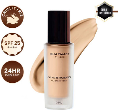 charmacy milano Foundation 07 | 24Hr Wear, SPF25, Waterproof, Full Coverage, Matte Finish Foundation(Shade 07, 30 ml)