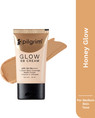 Pilgrim Glow BB Cream|Instant Spot Coverage with SPF 50 PA++++|Honey Glow Foundation(Beige, 30 ml)