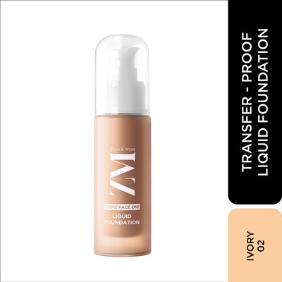 ZM Zayn & Myza Game Face On | 12Hrs Lasting, Hydrating & Waterproof | SPF 25 Liquid  Foundation(Ivory, 30 ml)
