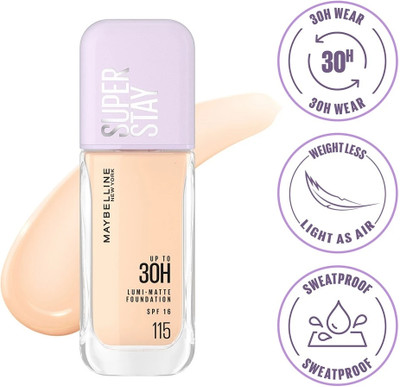 MAYBELLINE NEW YORK Super Stay Lumi Matte Foundation 30H Longwear Light As Air Foundation(115, 35 ml)