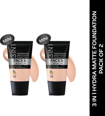 FACES CANADA All Day Hydra Matte (Mini) Pack of 2 (18ml x 2)| 3 in 1 Moisturizer + SPF 30 + Foundation(Rose Ivory 011, 18 ml) FACES CANADA All Day Hydra Matte (Mini) Pack of 2 (18ml x 2)| 3 in 1 Moisturizer + SPF 30 + Foundation(Rose Ivory 011, 18 ml)