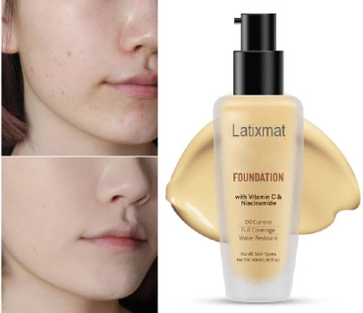Latixmat Lightweight Foundation Non-cakey with HIgh Coverage  Foundation(Ivory, 40 ml)