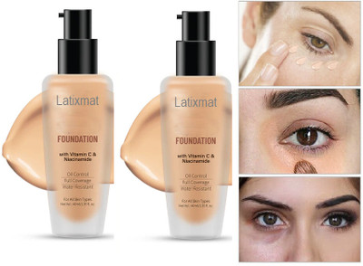 Latixmat Combo Matte Oil Control Super Coverage Smooth Application  Foundation(NATURAL, 80 ml)