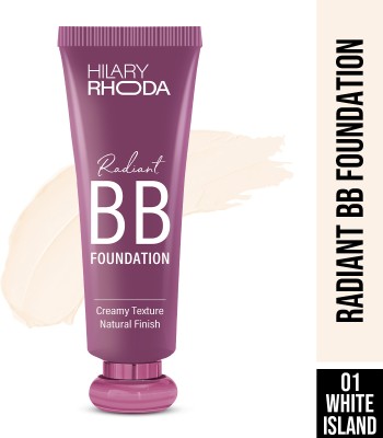 Hilary Rhoda Radiant BB Foundation | Ultra-Creamy & Lightweight Formula | 9 to 5 Stay Foundation(Shade-01, White Island, 60 g)