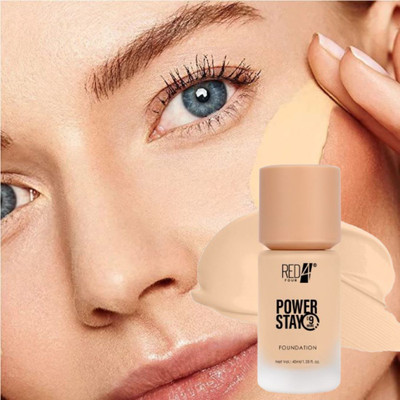RED4 Matte Power stay foundation pack of 1 Foundation(Black, 40 ml)