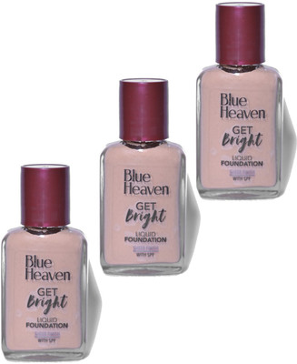 BLUE HEAVEN GET BRIGHT LIQUID FOUNDATION 30ML PACK OF 3 Foundation(BROWN, 90 ml)