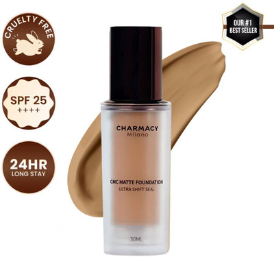 charmacy milano Foundation 10 | 24Hr Wear, SPF25, Waterproof, Full Coverage, Matte Finish Foundation(Shade 10, 30 ml)