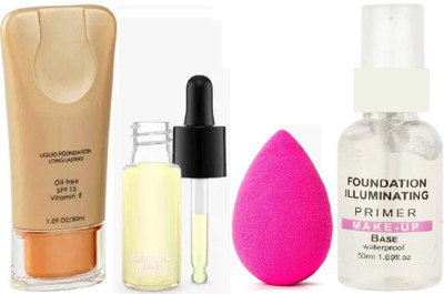 REIMICHI SMALL FACE SERUM, FACE PRIMER, FOUNDATION & BEAUTY BLENDER COMBO(4 Items in the set)