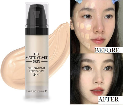 GULGLOW99 Korean Waterproof And Sweat-Resistant Long-Lasting Foundation, Foundation(WHITE IVORY, 15 ml)