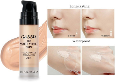 GABBU Waterproof & Sweatproof, Instant Oil-Absorbing Liquid  Foundation(WHITE IVORY, 15 ml)