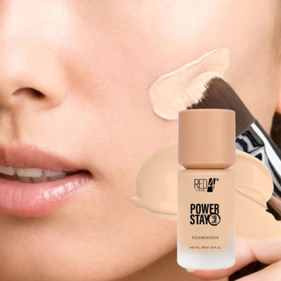 RED4 Liquid Power stay foundation pack of 1 Foundation(Black, 40 ml)