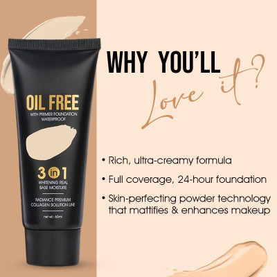 DARVING High Coverage Waterproof oil Free Matte  Foundation(IVORY, 60 ml)