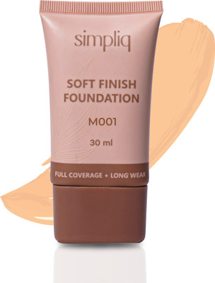 simpliq Soft Finish foundation | Smoothing, Instant Glow & Comfort Longwear Foundation(M001, 30 ml)