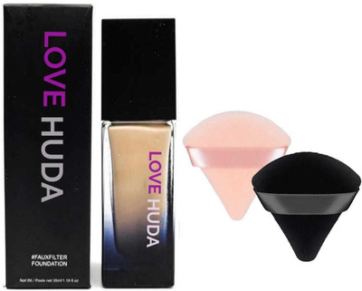 LOVE HUDA Professional Long Lasting Matte Finish High Coverage Matte Foundation Pizza Puff Foundation(CREAM, 35 ml)