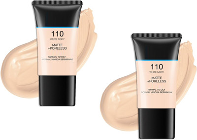 Emijun Matte + Poreless Foundation for Normal to Oily all skin COMBO Foundation(WHITE IVORY, 36 ml)