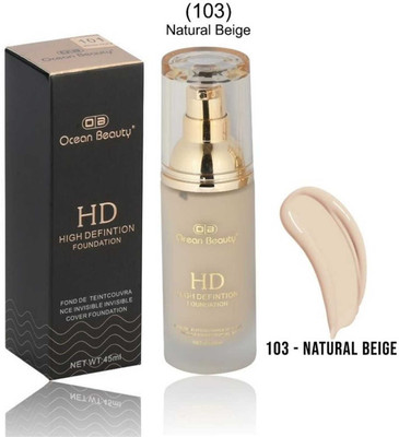 OB OCEAN BEAUTY Full Liquid Definition Matte Finish Dewy Mousse Base Hydrating Foundation Cream Foundation(Waterproof HD High Coverage Oily Dry BB CC All Dusky Dark Skin Type for 24 Hours, 45 ml)