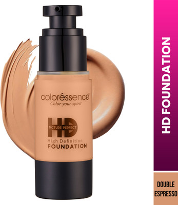COLORESSENCE SPF-20 High Definition Foundation Full Coverage Waterproof Lightweight Formula Foundation(HDF-9, Double Expresso, 30 ml)