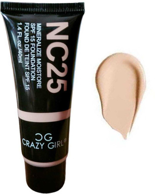 Crazy girl Waterproof HD Matte Finish Buildable High Coverage Foundation Cream Foundation(Skin Base Beige, 40 ml)