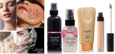 REIMICHI MAKEUP FIXER, FACE PRIMER, FOUNDATION & LIQUID CONCEALER COMBO(4 Items in the set)