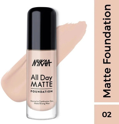 NYKAA All day matte foundation (Vanilla 02) 30ml Foundation(Vanilla, 30 ml)