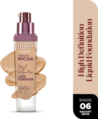 Hilary Rhoda High Definition Foundation | Hides Pores & Blemishes | Blendable & Matte Formula Foundation(Radiant Beige, Shade-06, 33 ml)