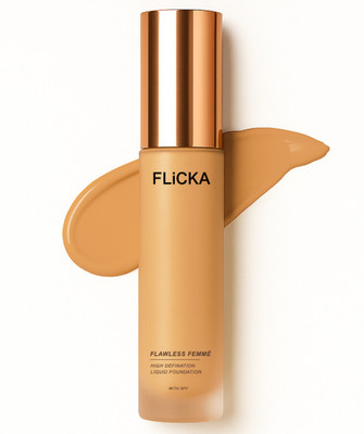 Flicka Flawless Femme High Coverage Liquid Foundation 08 Coffee, 30ml Foundation(Coffee, 30 ml)
