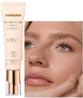 EVERERIN Radiant Serum Foundation + Sunscreen with Non-cakey & All-Day Coverage Foundation(NATURAL BEIGE, 50 ml)